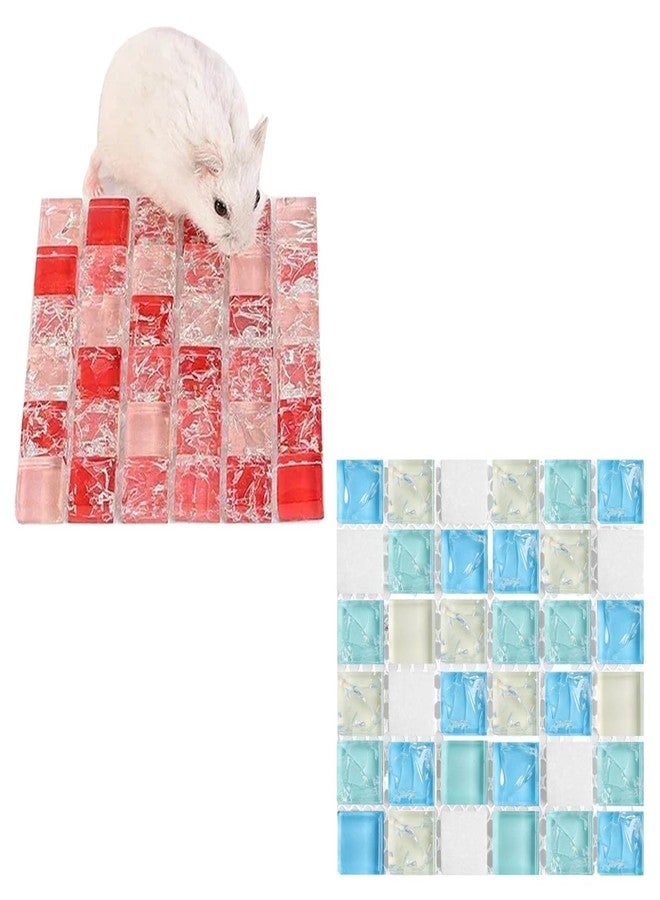 SquEqu 2 Pack Hamster Chiller Glass Stone Hamsters Cooling Pad Dwarf Hamster Bedding Cool Plate Tiles Ice Bed for Rabbits Guinea Pig Gerbil Chinchilla Bunny Ferret and Other Small Animals Small Pets - Image 1